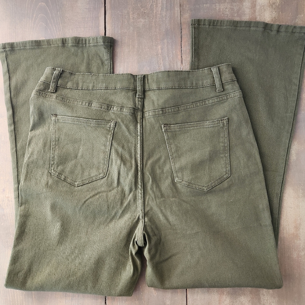 SHEIN Green Khaki Wide Leg Jeans - Size 1X - Picture 6 of 12